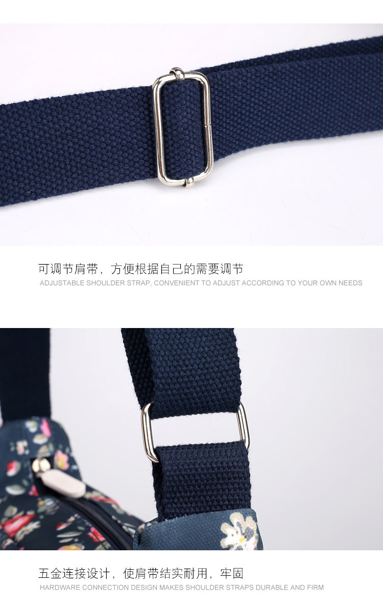 Multi-Pocket Women's Crossbody Bag Designer Floral Pattern Zipper Handbags Waterproof Nylon Casual Shoulder Bag Messenger Bag