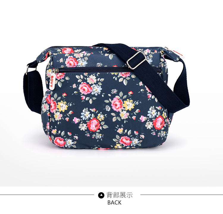 Multi-Pocket Women's Crossbody Bag Designer Floral Pattern Zipper Handbags Waterproof Nylon Casual Shoulder Bag Messenger Bag