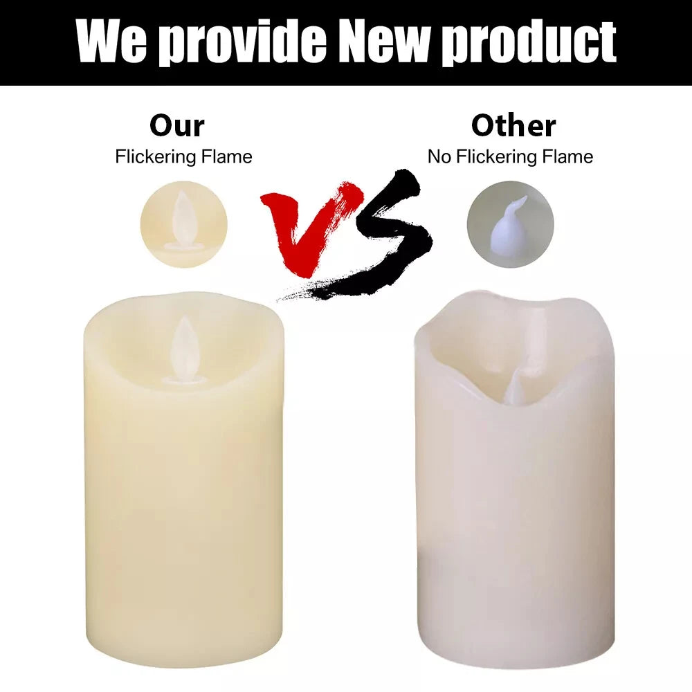 Set of 3 USB Rechargeable Flickering Pillar Candles – Paraffin Wax, Remote Controlled with Timer, Moving Wick LED Flameless Candles for Home & Party Decor