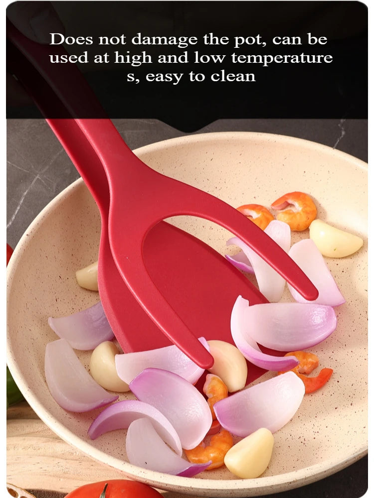 2 in 1 Nylon Grip Flip Tongs Egg Spatula Tongs Steak Spatula Tongs Clamp Pancake Fried Turners Kitchen Accessories Kitchen Items