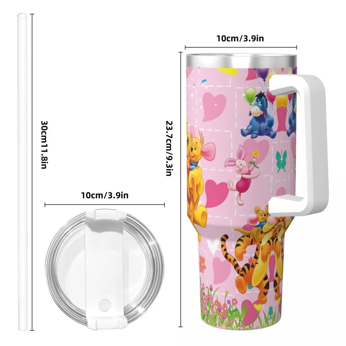 Winnie the Pooh Stainless Steel Tumbler β 40oz Leak-Proof Mug with Straw & Handle (Hot & Cold Drinks | Beach & Travel Ready)