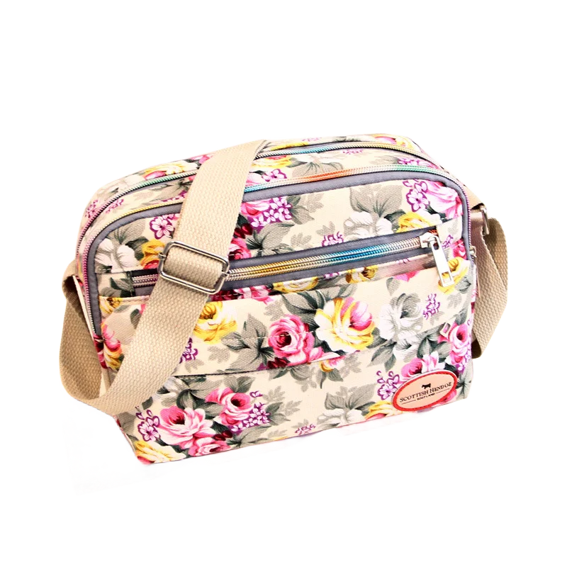 Vintage Canvas Crossbody Tote β Multi-Pocket Shoulder Bag for Women (Messenger Style | Printed & Zippered | Daily & Travel Use)
