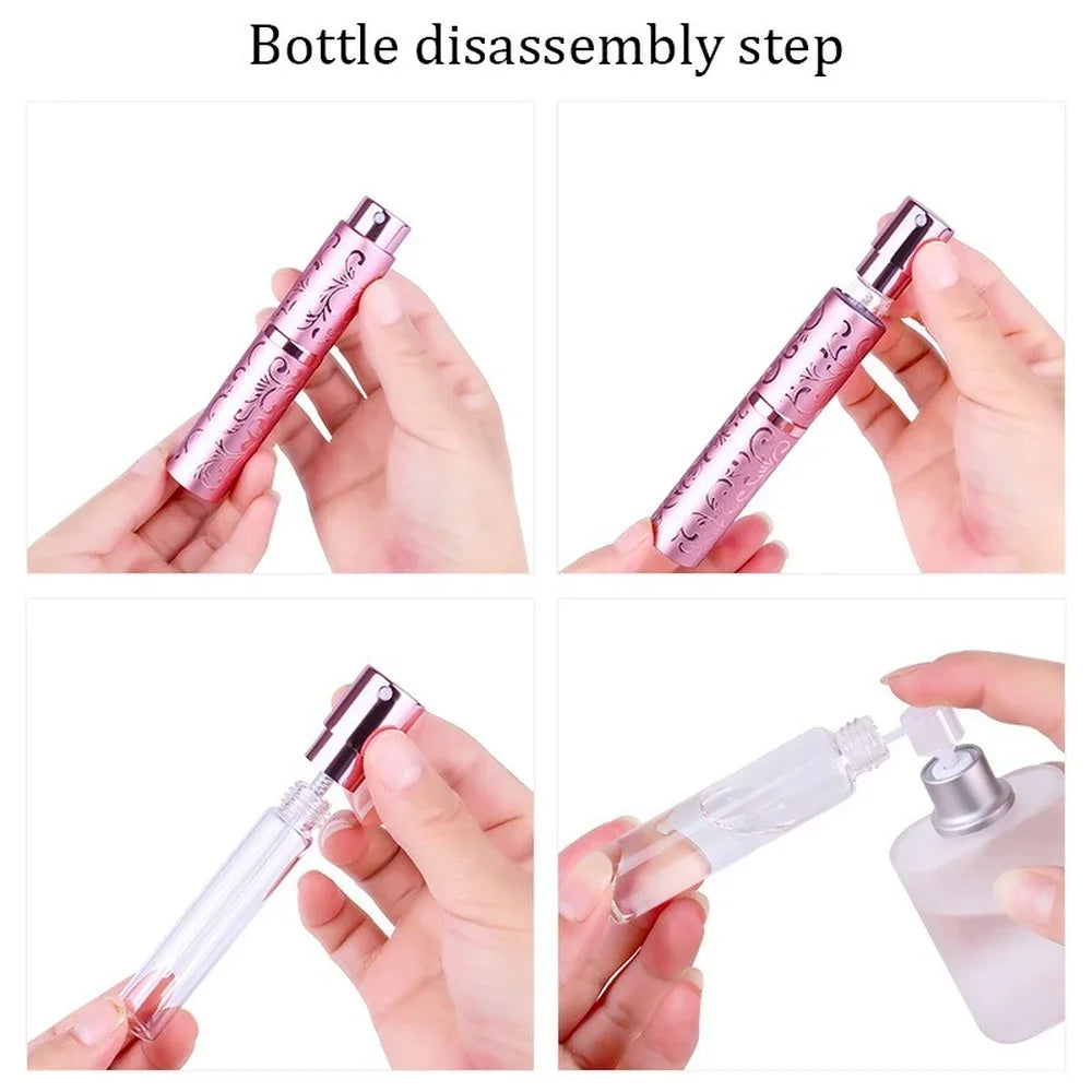 10ml Rattan Pattern Refillable Perfume Atomizer – Portable Aluminum Spray Bottle for Travel
