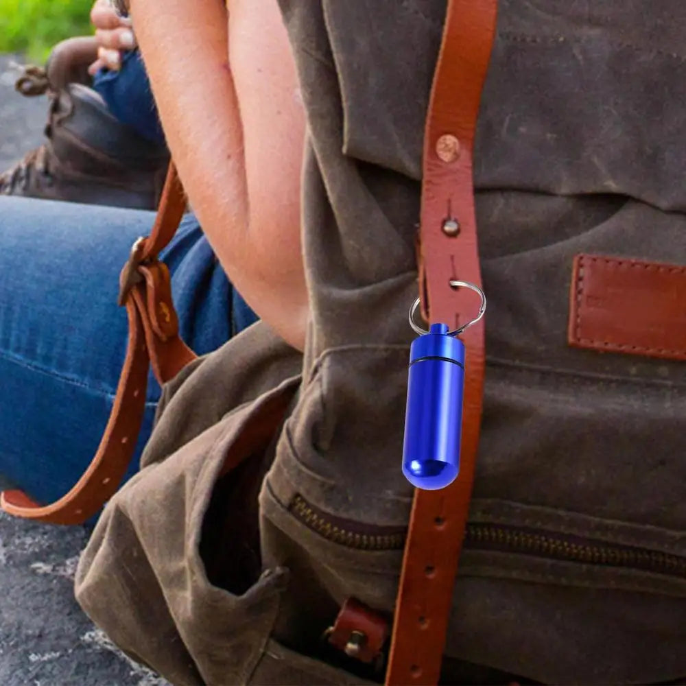Mini Portable Metal Keychain Case – Pocket Pill Box, Earplug Holder, and Outdoor Geocaching Container