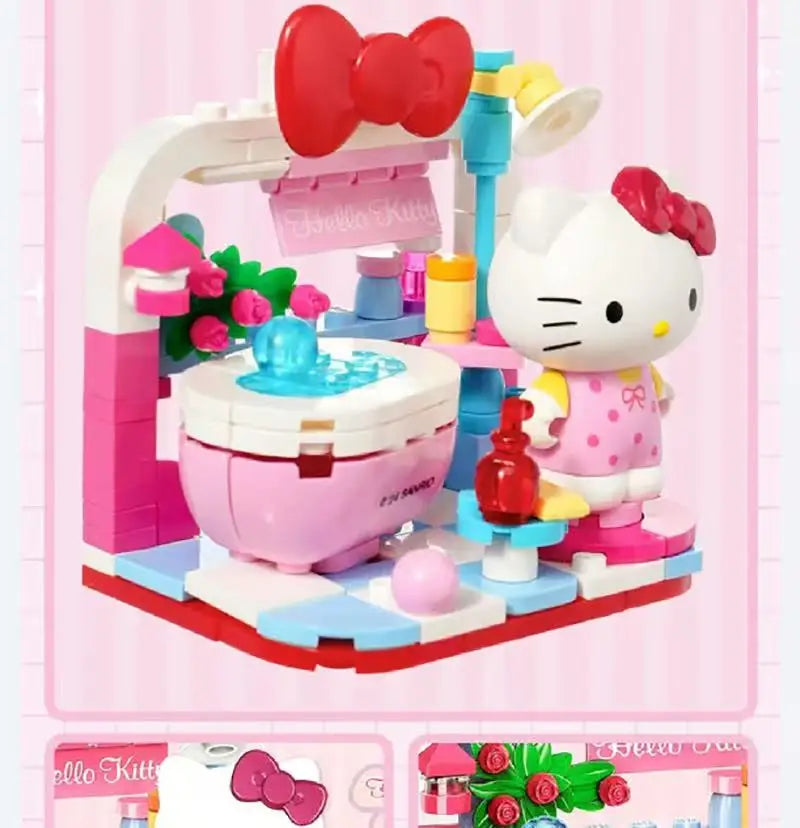Sanrio DIY Assembly Model Building Block Toys Hello Kitty Kuromi My Melody Cinnamoroll Pochacco Cute Cartoon Doll Ornaments Toys