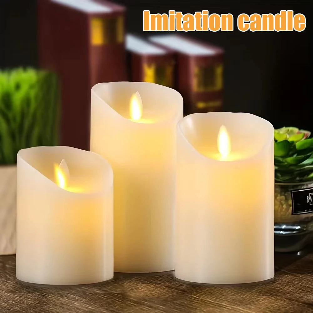 Set of 3 USB Rechargeable Flickering Pillar Candles – Paraffin Wax, Remote Controlled with Timer, Moving Wick LED Flameless Candles for Home & Party Decor