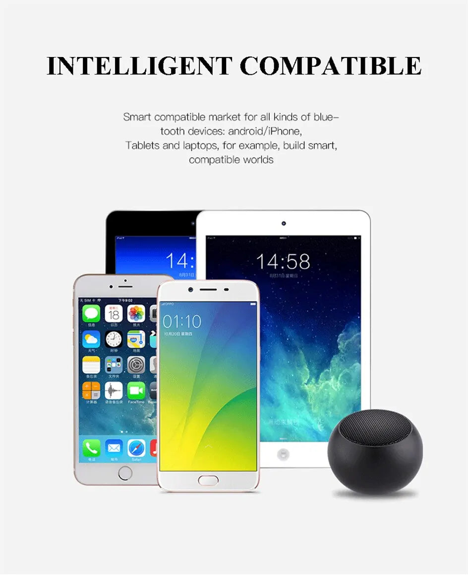 TWS Portable Bluetooth Speaker Mini Wireless Stereo Speaker 300mAh Battery Bluetooth Metal Heavy Subwoofer Outdoor Speaker