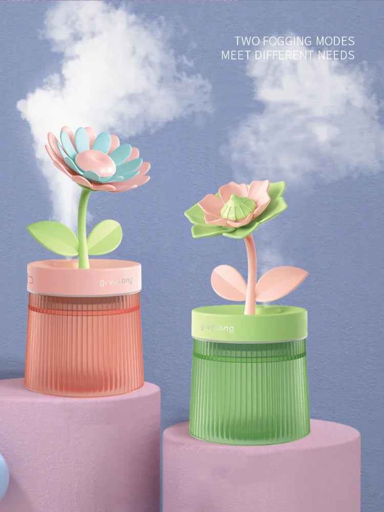 Humidifier Portable USB Ultrasonic Colorful Cup Aroma Diffuser Cool Mist Maker Flower Air Humidifier Purifier With Light