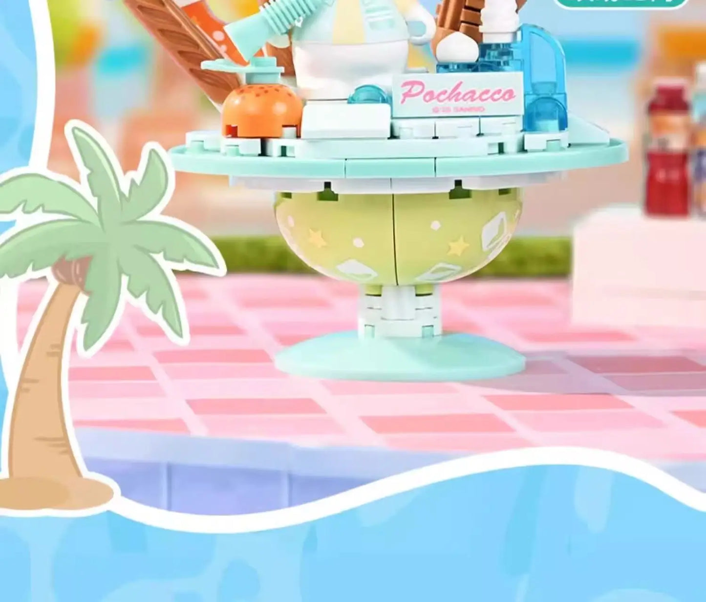 Keeppley New Sanrio Summer Party Theme Building Blocks Toys Hello Kitty My Melody Kuromi Cinnamoroll Pochacco Assembly Model Toy