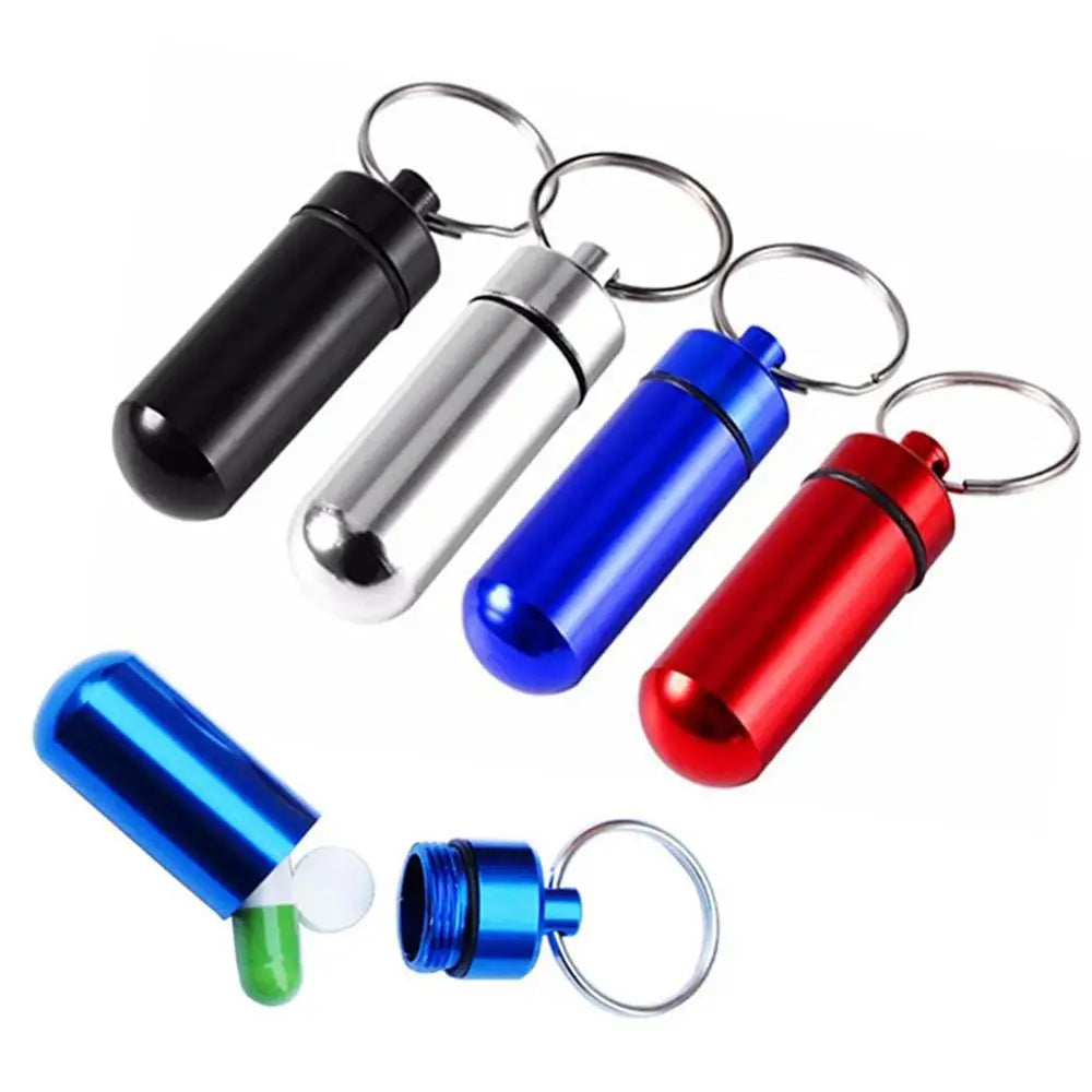 Mini Portable Metal Keychain Case – Pocket Pill Box, Earplug Holder, and Outdoor Geocaching Container