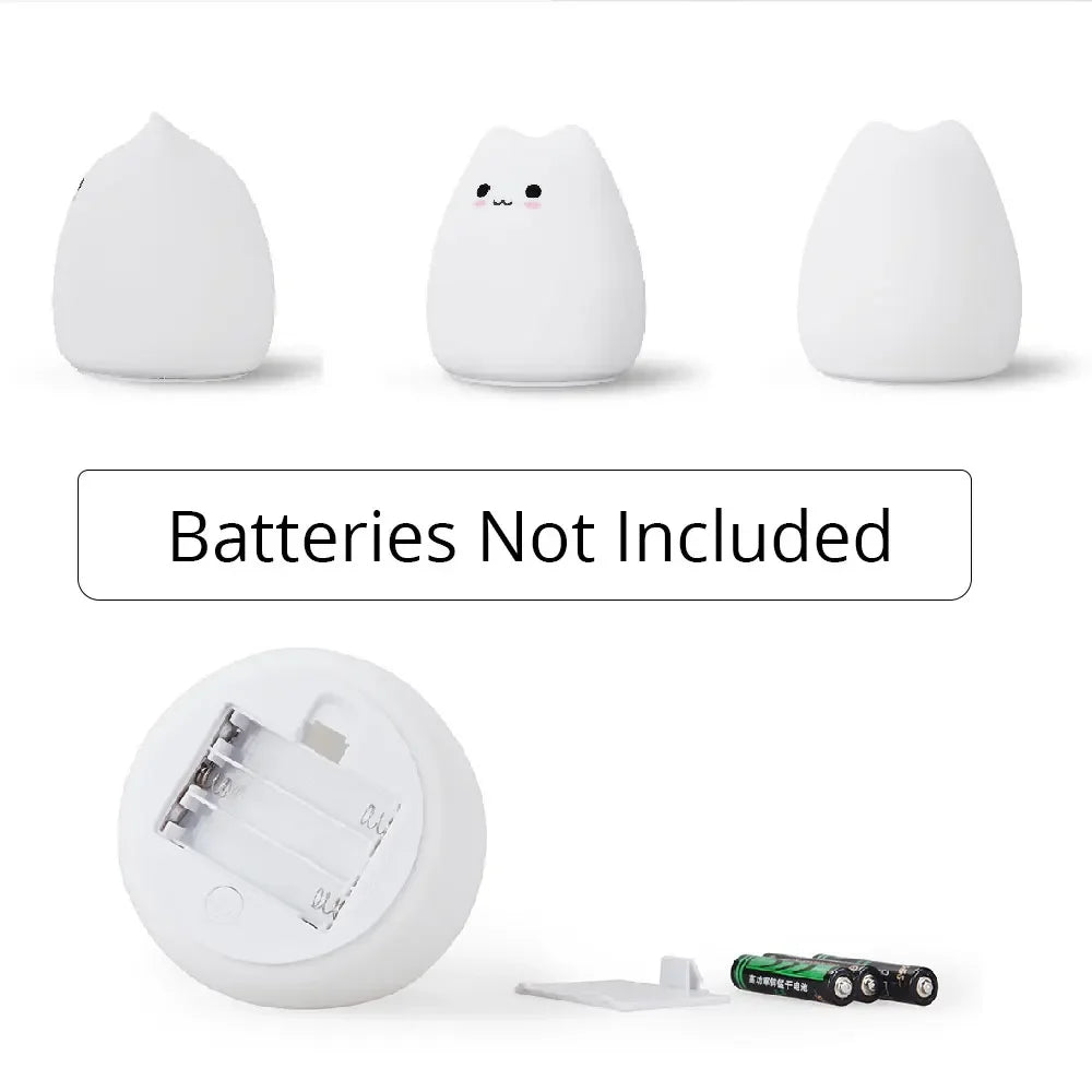 Touch Night Light Colorful Cat Silicone Animal Light Led Lights Cartoon Silicone Lamp Bedroom Decoration Lights Bedside Lighting