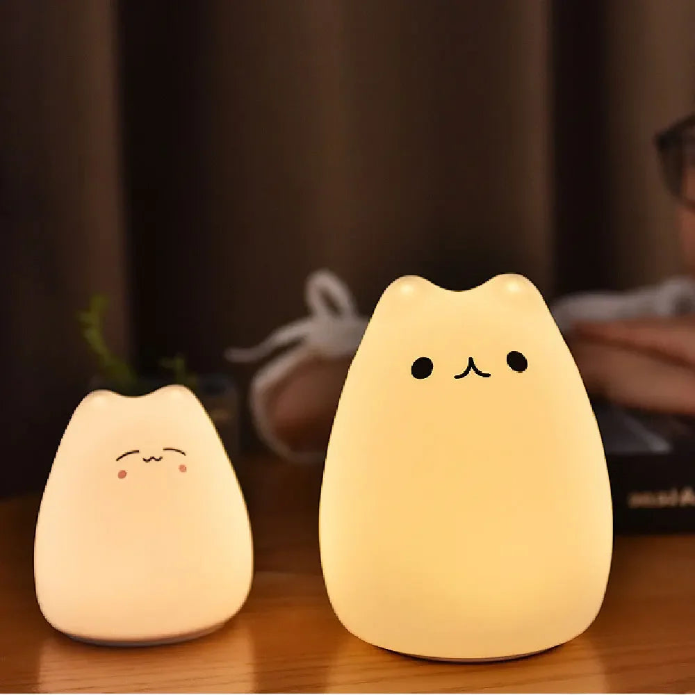 Touch Night Light Colorful Cat Silicone Animal Light Led Lights Cartoon Silicone Lamp Bedroom Decoration Lights Bedside Lighting