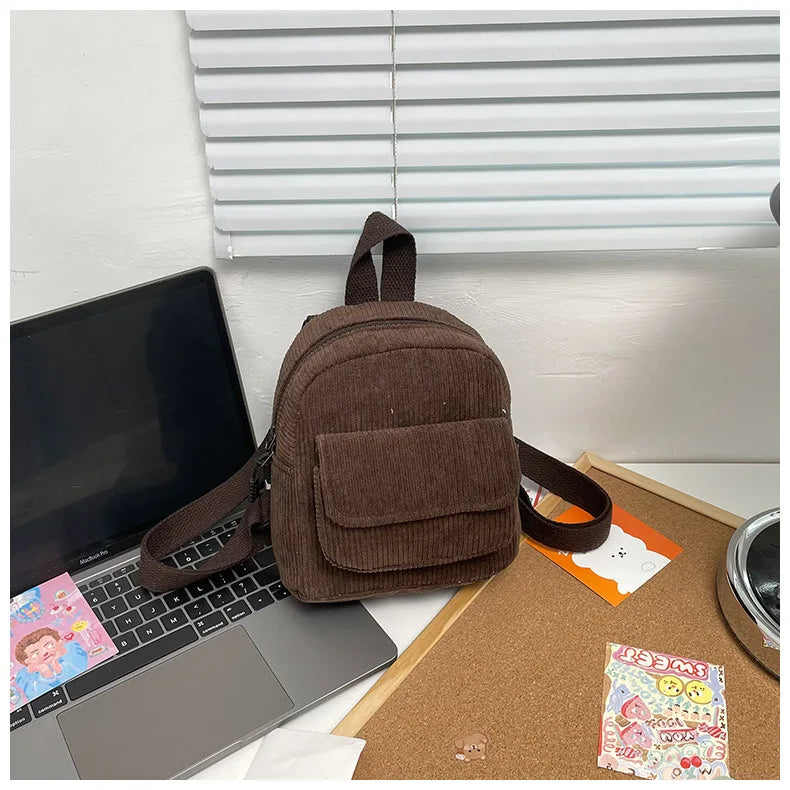 Retro Backpack Women's Backpack Fashion Small Bag Student Chest Bag Large Capacity Handbag Mom's Bag Fabric Shoulder Bag