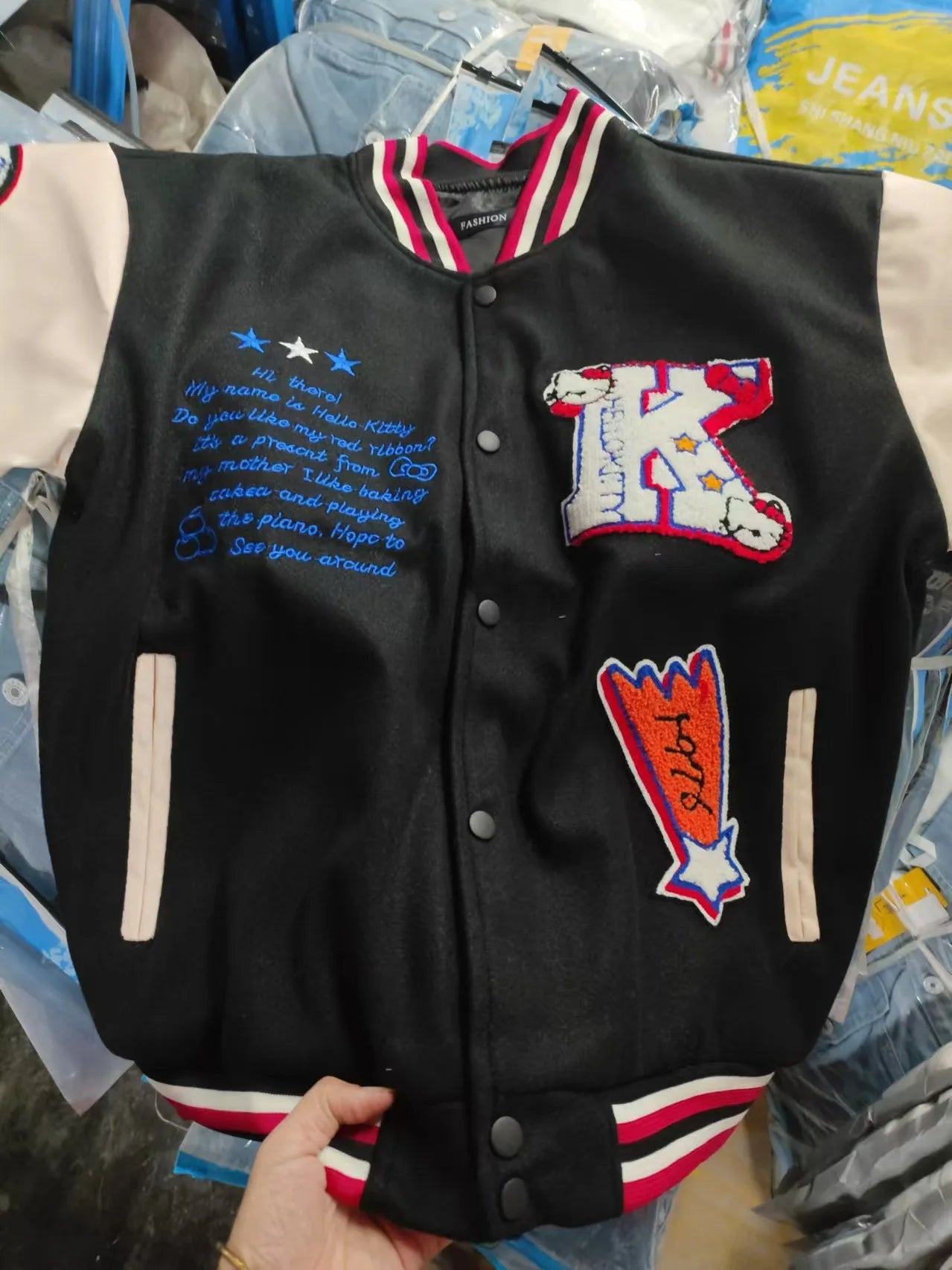 Hello Kitty Baseball Jacket Coat Hoodie Men Women Print Sport Baseball Uniforms Motorcycles Warm Coats Cardigan Tops Clothes Top