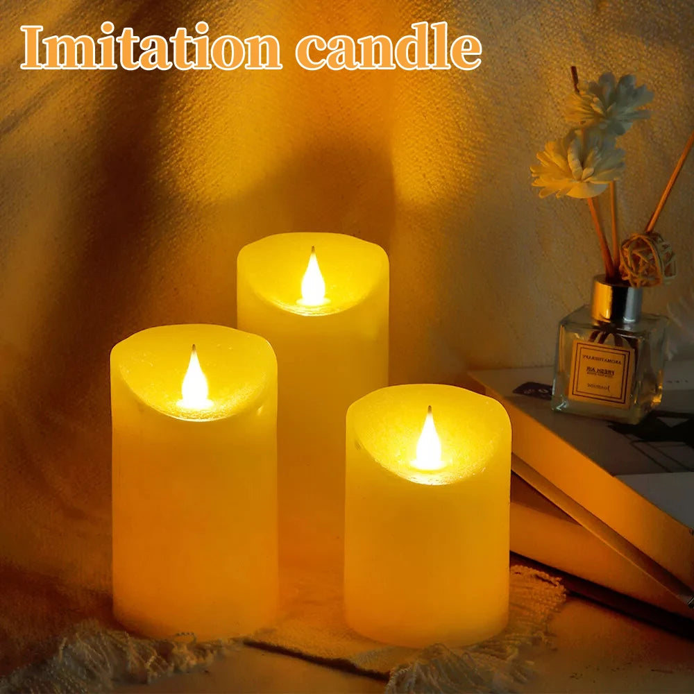 Set of 3 USB Rechargeable Flickering Pillar Candles – Paraffin Wax, Remote Controlled with Timer, Moving Wick LED Flameless Candles for Home & Party Decor