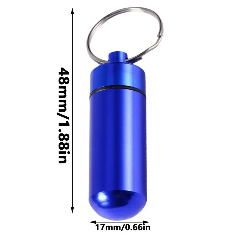 Mini Portable Metal Keychain Case – Pocket Pill Box, Earplug Holder, and Outdoor Geocaching Container