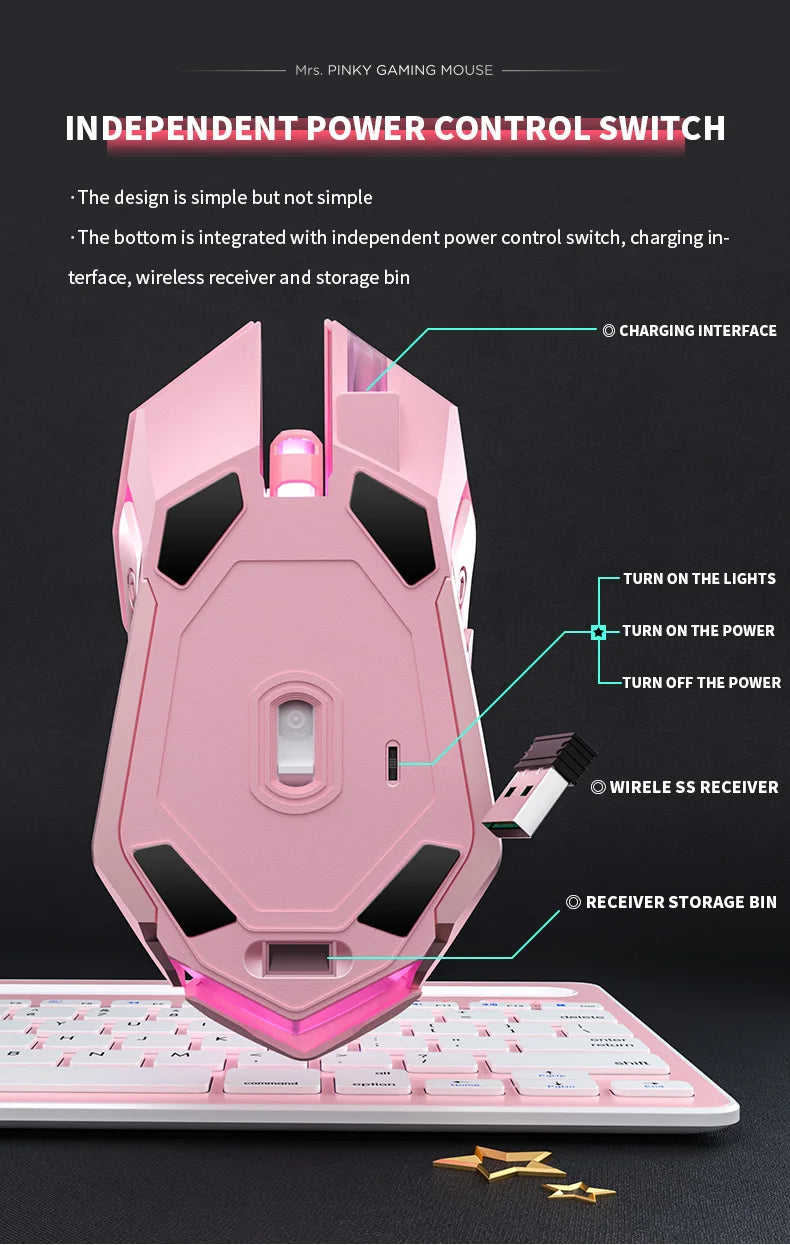 USB Wireless Gaming Mouse RGB Gamer Mouse 6 Buttons Mice Optical Office Computer Mouse For Desktop Laptop Ergonomic Mouse