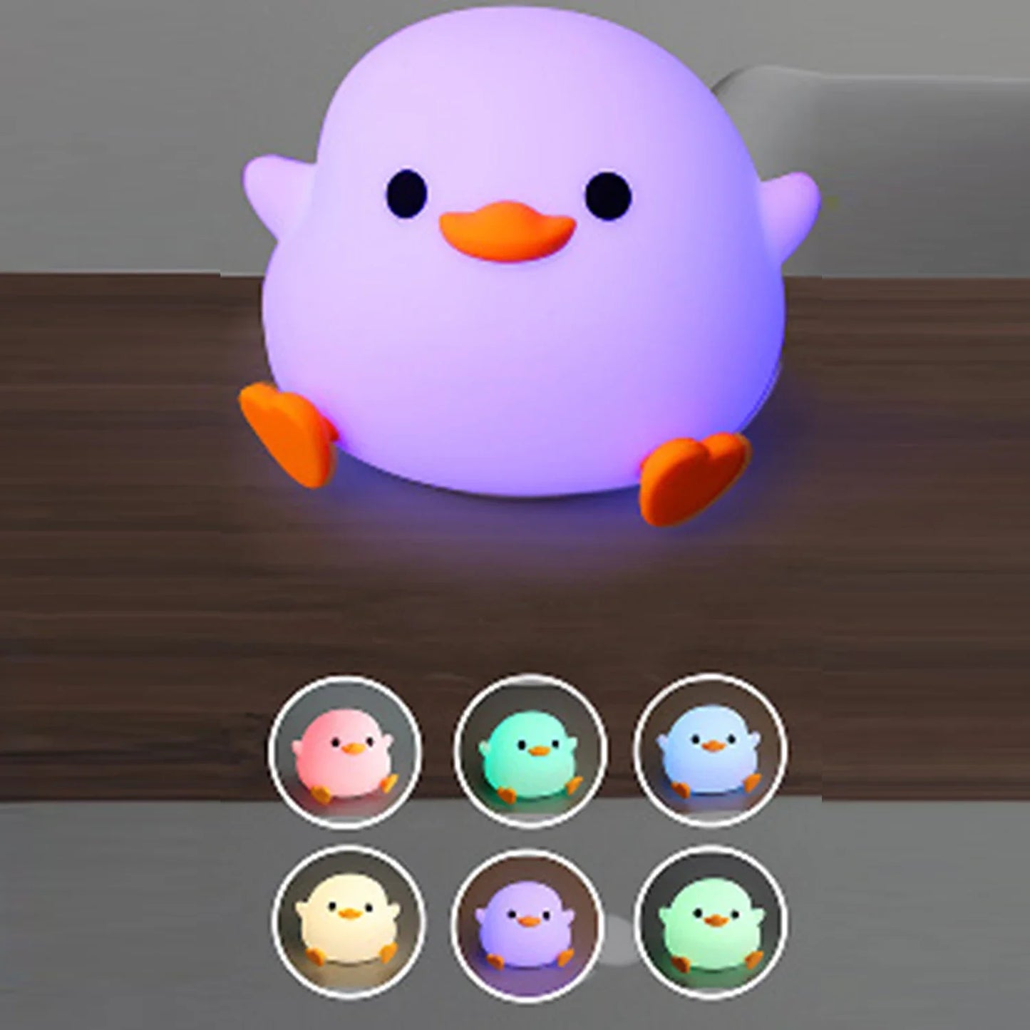 LED Night light Cute Duck Cartoon Animals Silicone Lamp for Children Kid Touch Sensor Timing USB Rechargeable for Birthday Gifts