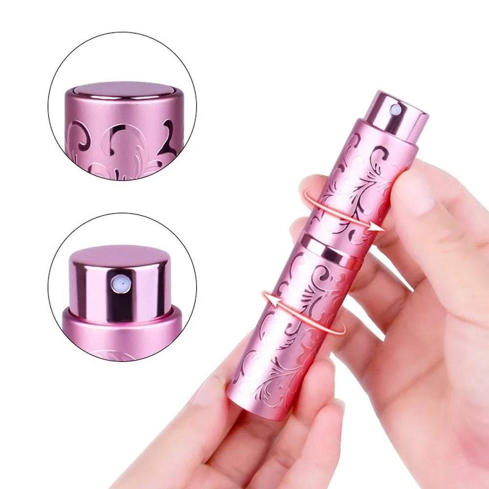 10ml Rattan Pattern Refillable Perfume Atomizer – Portable Aluminum Spray Bottle for Travel