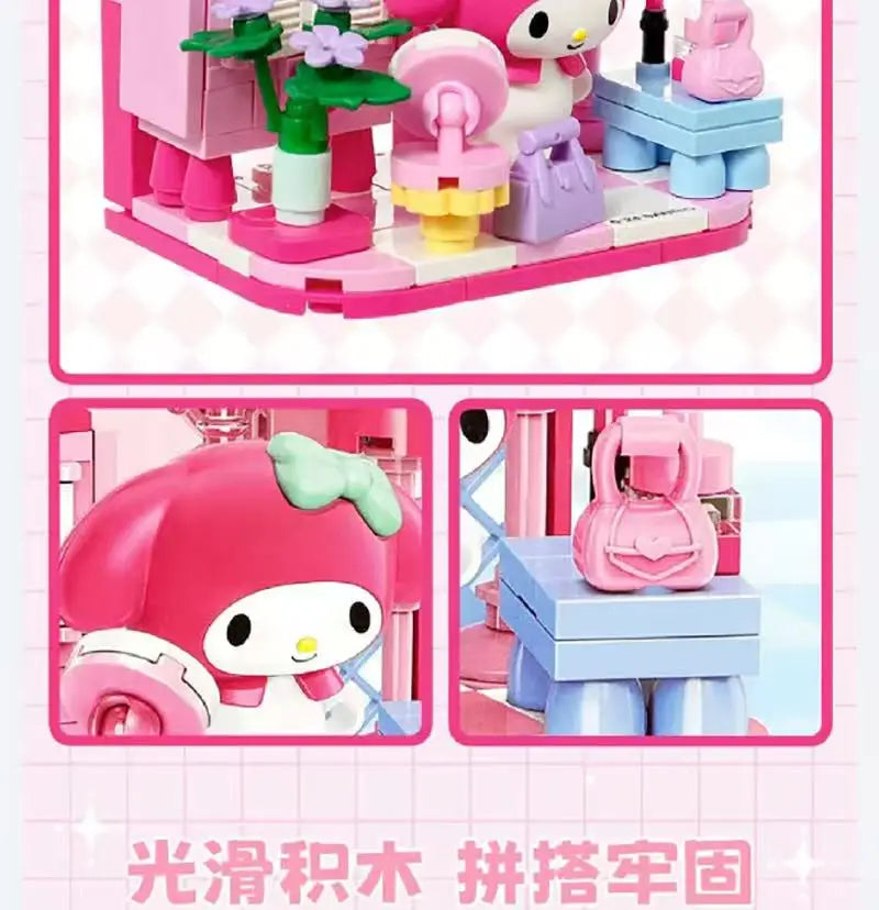 Sanrio DIY Assembly Model Building Block Toys Hello Kitty Kuromi My Melody Cinnamoroll Pochacco Cute Cartoon Doll Ornaments Toys