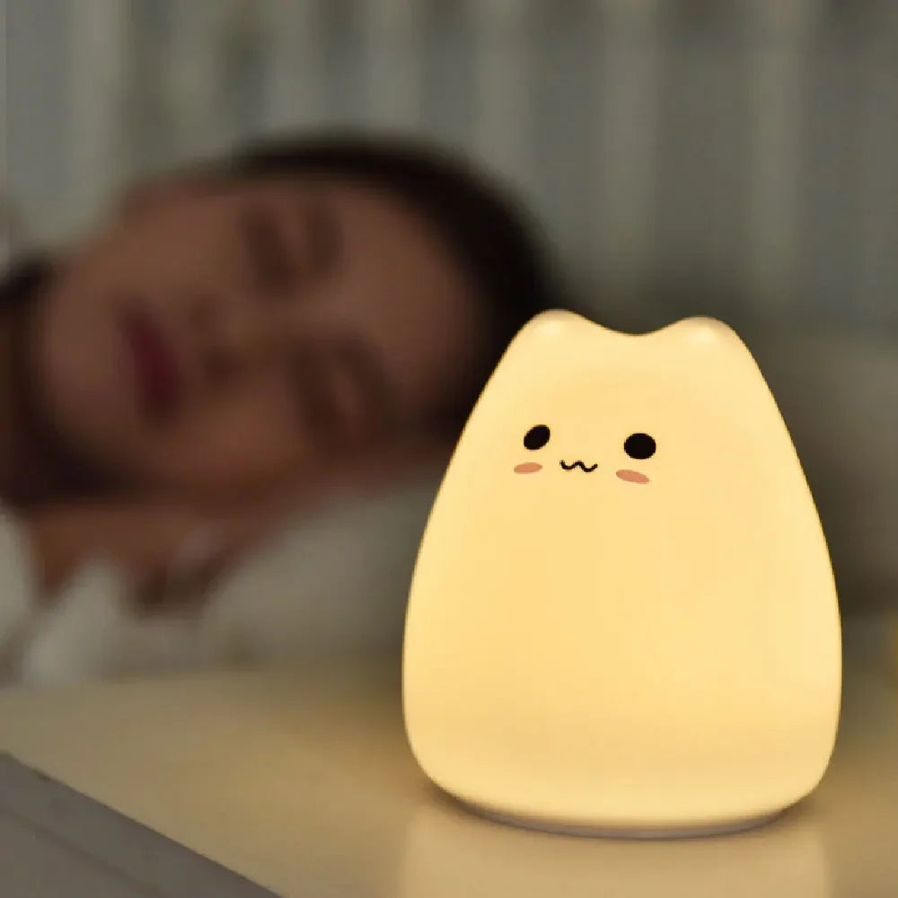 Touch Night Light Colorful Cat Silicone Animal Light Led Lights Cartoon Silicone Lamp Bedroom Decoration Lights Bedside Lighting