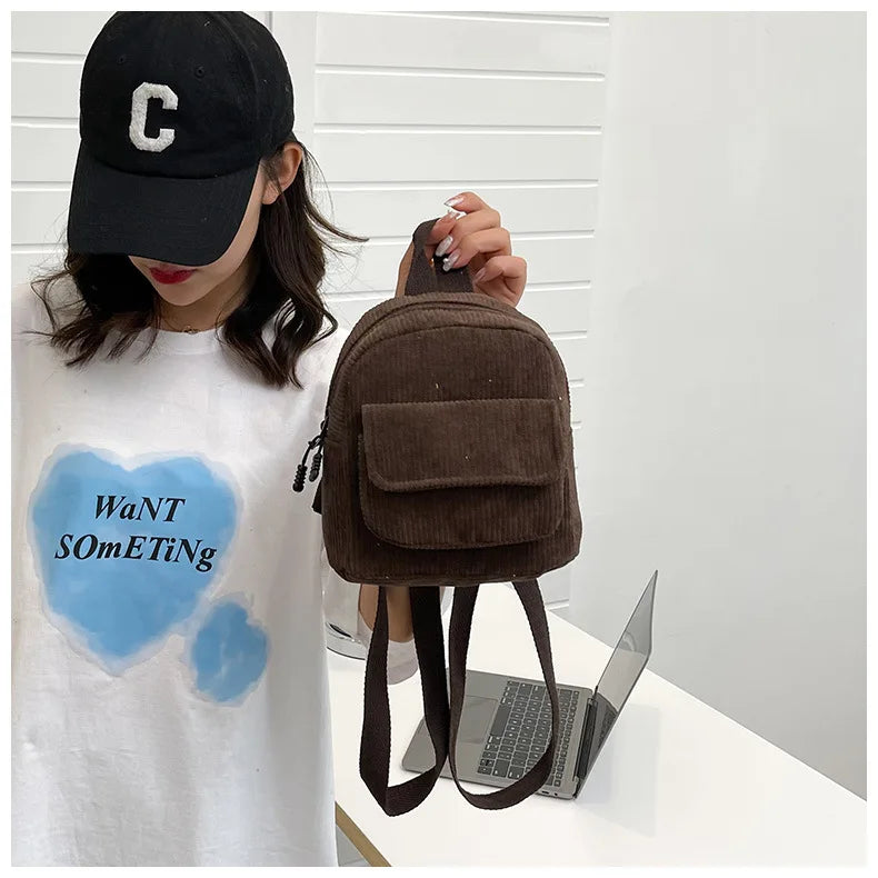 Retro Backpack Women's Backpack Fashion Small Bag Student Chest Bag Large Capacity Handbag Mom's Bag Fabric Shoulder Bag