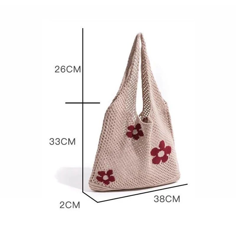 Woven Love Heart Knitted Shoulder Bag β Wool Tote for Women (Portable & Stylish | Daily Commuter & Student-Friendly)