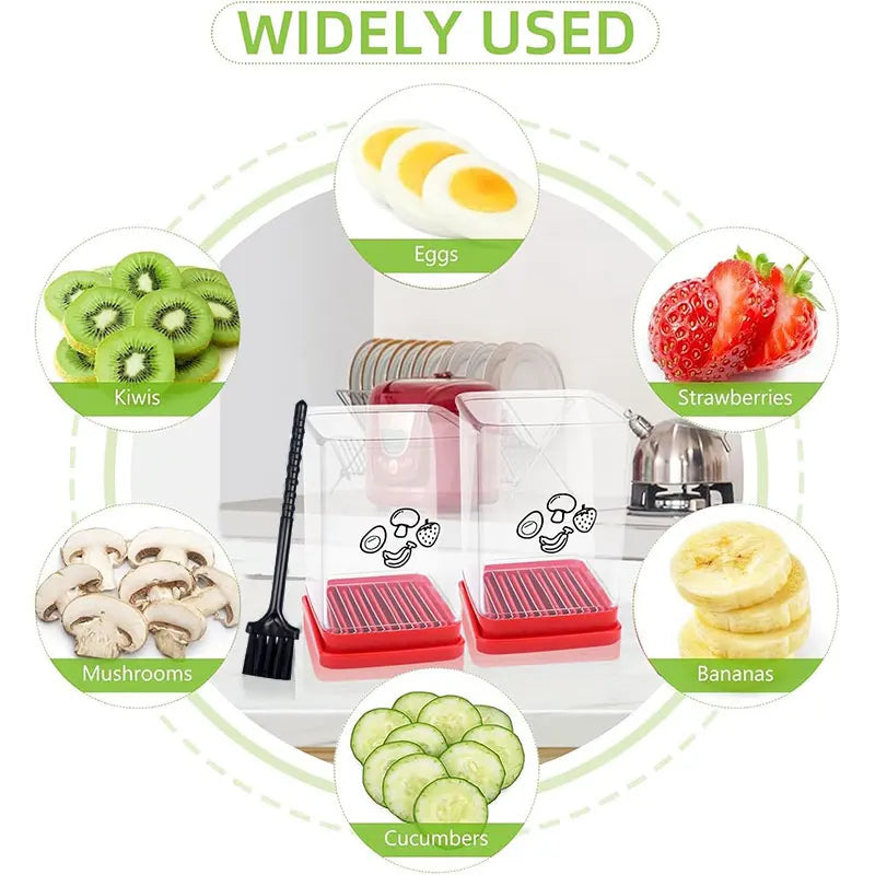 Fruit Speed Cup Slicer – 2-in-1 Push Plate Cutter for Strawberries, Bananas & Eggs (Quick Salad Prep | Compact Kitchen Gadget)