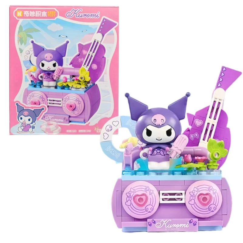 Keeppley New Sanrio Summer Party Theme Building Blocks Toys Hello Kitty My Melody Kuromi Cinnamoroll Pochacco Assembly Model Toy