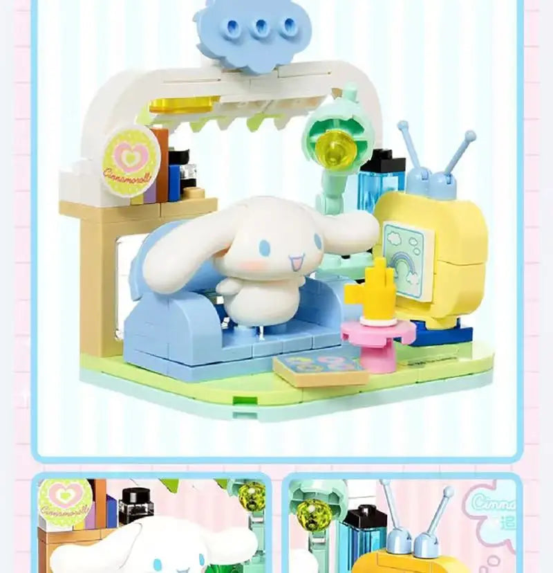 Sanrio DIY Assembly Model Building Block Toys Hello Kitty Kuromi My Melody Cinnamoroll Pochacco Cute Cartoon Doll Ornaments Toys