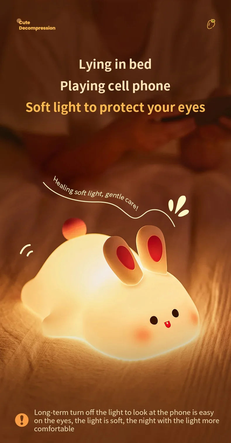 LED Night light Silicone Rabbit Touch Sensor lamp Cute Animal Light Bedroom Decor Gift for Kid Baby Child Table Lamp Home Decor