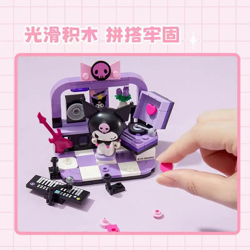 Sanrio DIY Assembly Model Building Block Toys Hello Kitty Kuromi My Melody Cinnamoroll Pochacco Cute Cartoon Doll Ornaments Toys