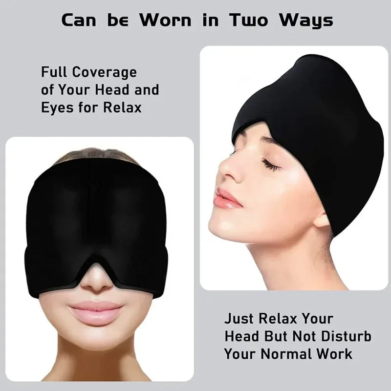 Hot & Cold Therapy Headache Relief Cap β Wearable Ice Hat for Migraine, Stress & Sinus Pain (Eye Mask + Head Massager Wrap)