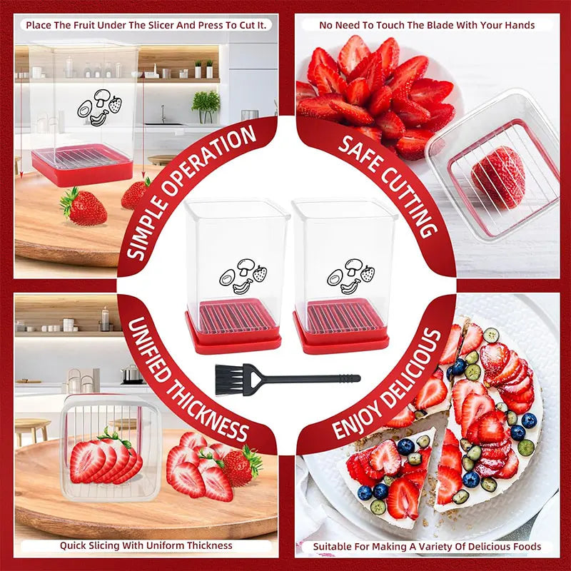 Fruit Speed Cup Slicer – 2-in-1 Push Plate Cutter for Strawberries, Bananas & Eggs (Quick Salad Prep | Compact Kitchen Gadget)