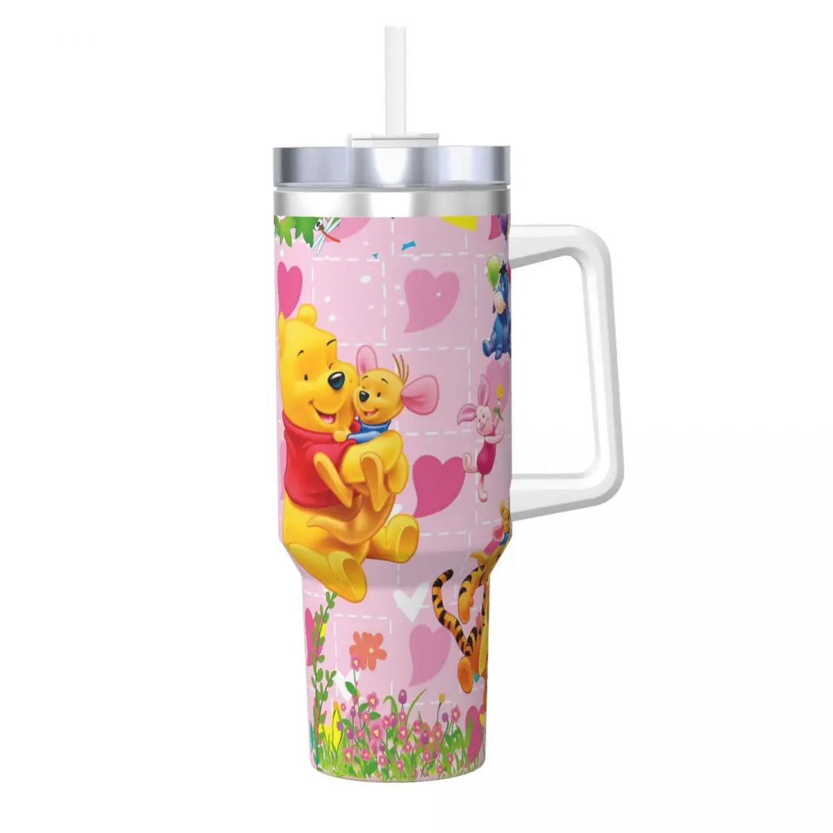 Winnie the Pooh Stainless Steel Tumbler β 40oz Leak-Proof Mug with Straw & Handle (Hot & Cold Drinks | Beach & Travel Ready)