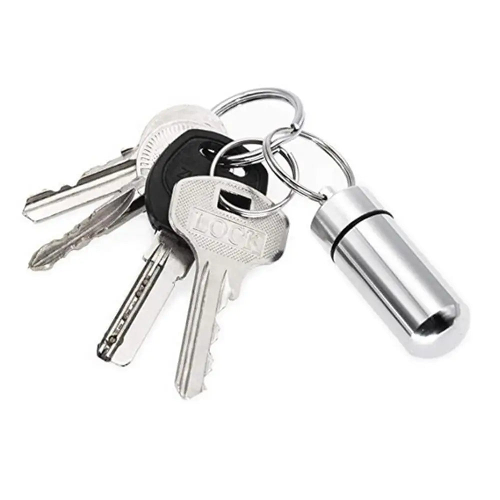 Mini Portable Metal Keychain Case – Pocket Pill Box, Earplug Holder, and Outdoor Geocaching Container
