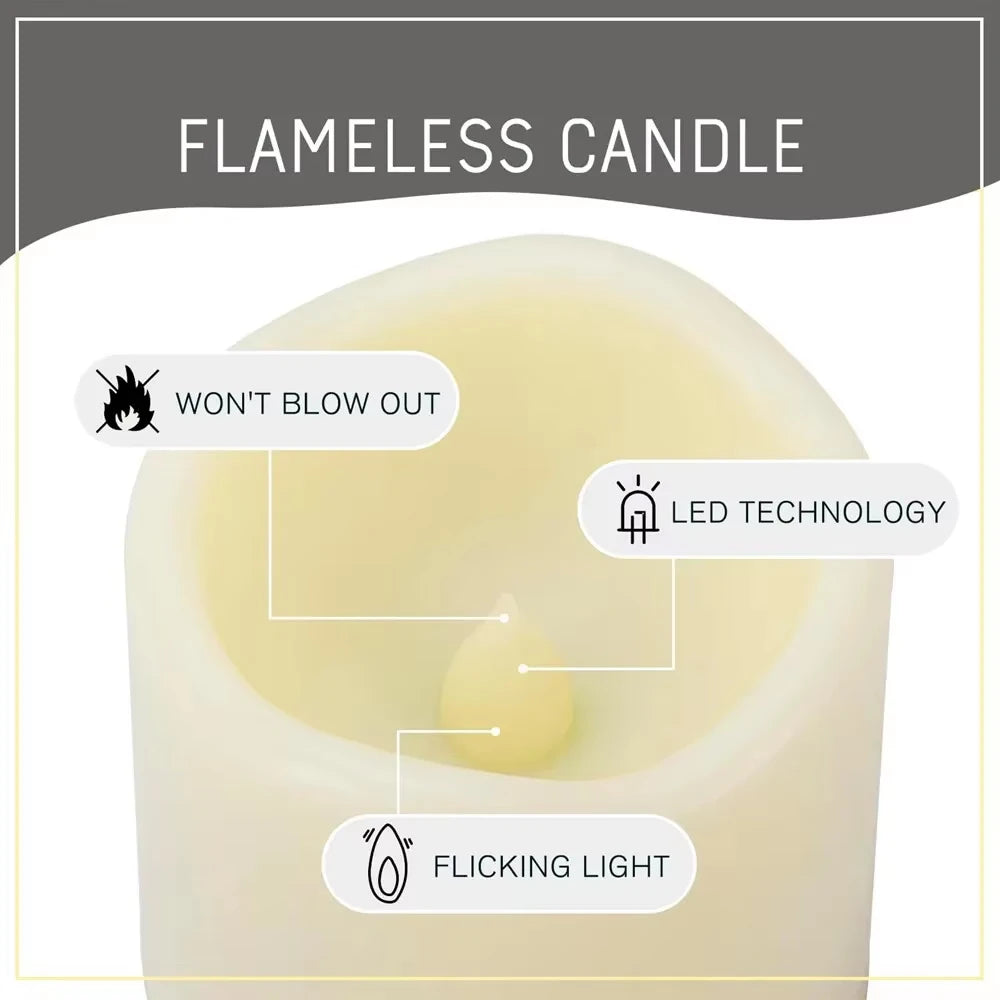 Set of 3 USB Rechargeable Flickering Pillar Candles – Paraffin Wax, Remote Controlled with Timer, Moving Wick LED Flameless Candles for Home & Party Decor