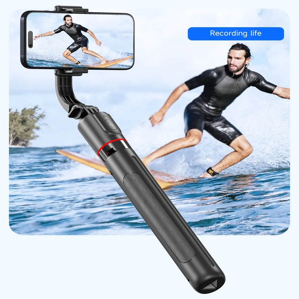 Smart Gimbal Stabilizer Tripod – 360° Rotation, Auto Tracking & LED Light (iPhone & Android Compatible)