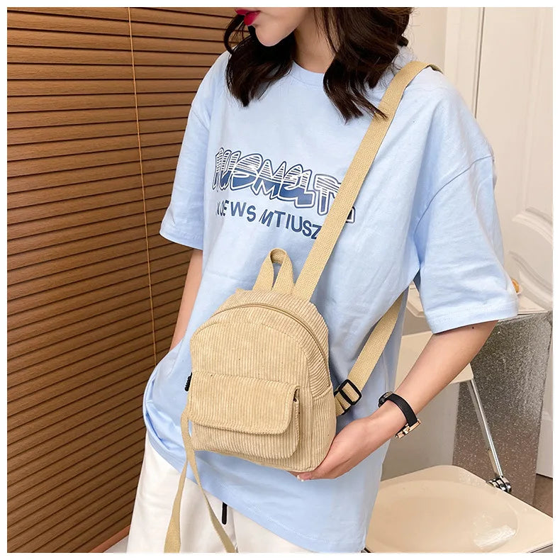 Retro Backpack Women's Backpack Fashion Small Bag Student Chest Bag Large Capacity Handbag Mom's Bag Fabric Shoulder Bag