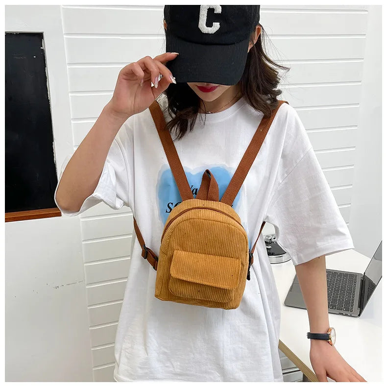 Retro Backpack Women's Backpack Fashion Small Bag Student Chest Bag Large Capacity Handbag Mom's Bag Fabric Shoulder Bag