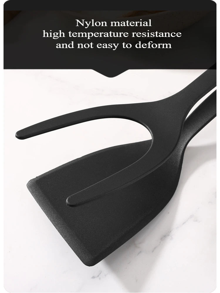 2 in 1 Nylon Grip Flip Tongs Egg Spatula Tongs Steak Spatula Tongs Clamp Pancake Fried Turners Kitchen Accessories Kitchen Items