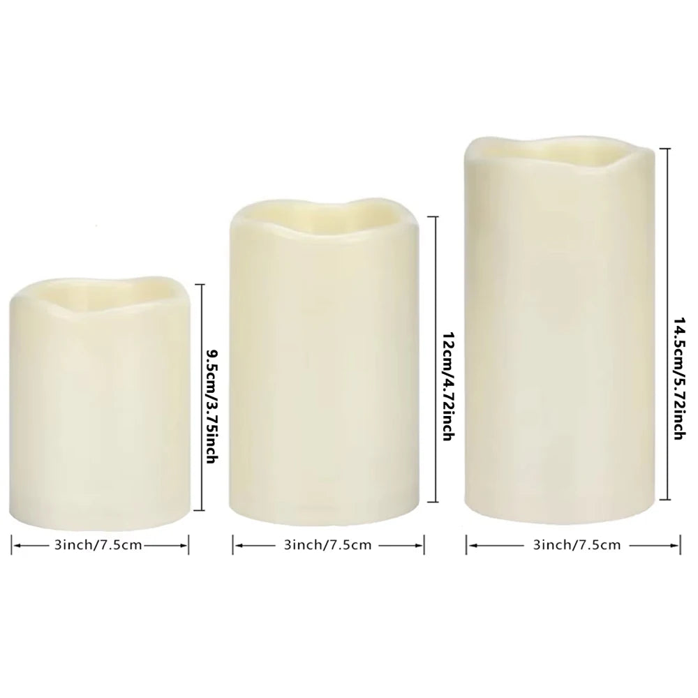 Set of 3 USB Rechargeable Flickering Pillar Candles – Paraffin Wax, Remote Controlled with Timer, Moving Wick LED Flameless Candles for Home & Party Decor