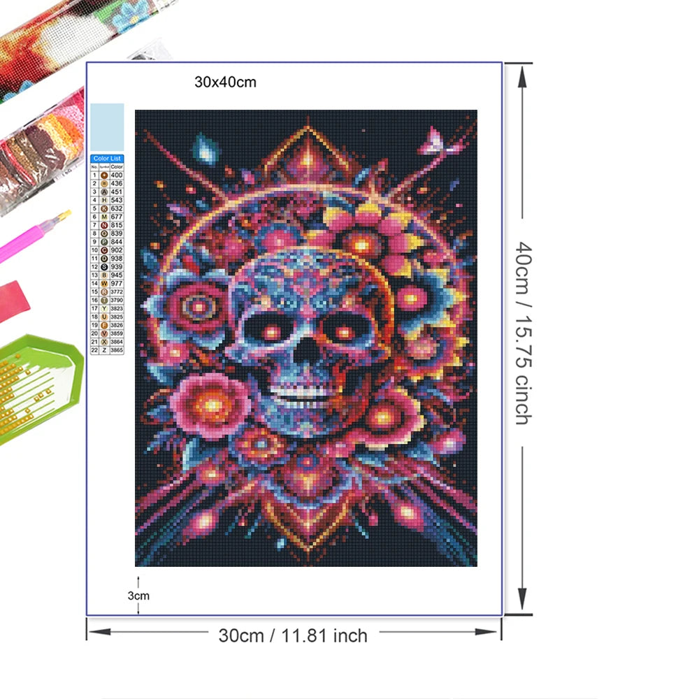 5D Gothic Skull Diamond Painting Kit β Full Round Drill DIY Mosaic Art for Home Decor