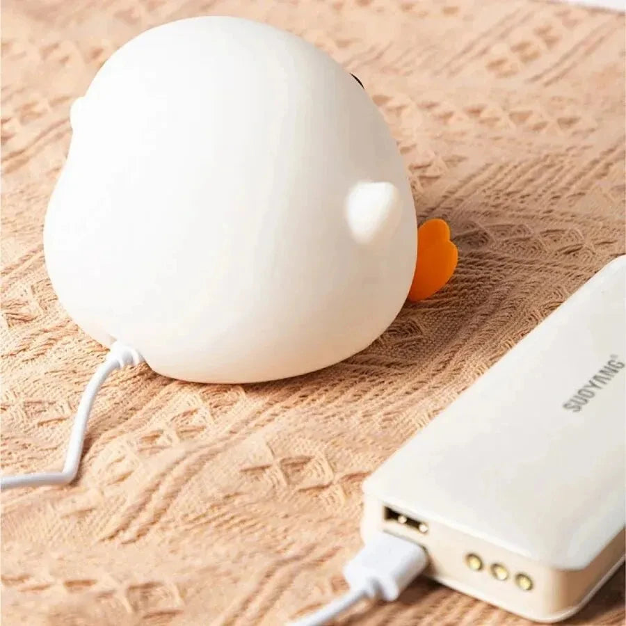 LED Night light Cute Duck Cartoon Animals Silicone Lamp for Children Kid Touch Sensor Timing USB Rechargeable for Birthday Gifts