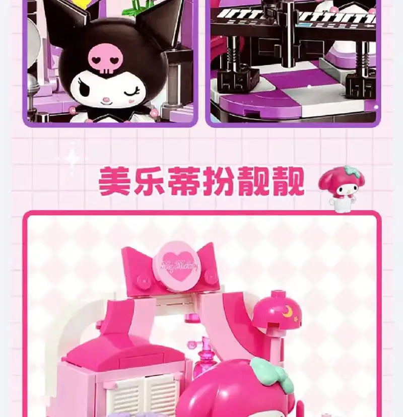 Sanrio DIY Assembly Model Building Block Toys Hello Kitty Kuromi My Melody Cinnamoroll Pochacco Cute Cartoon Doll Ornaments Toys