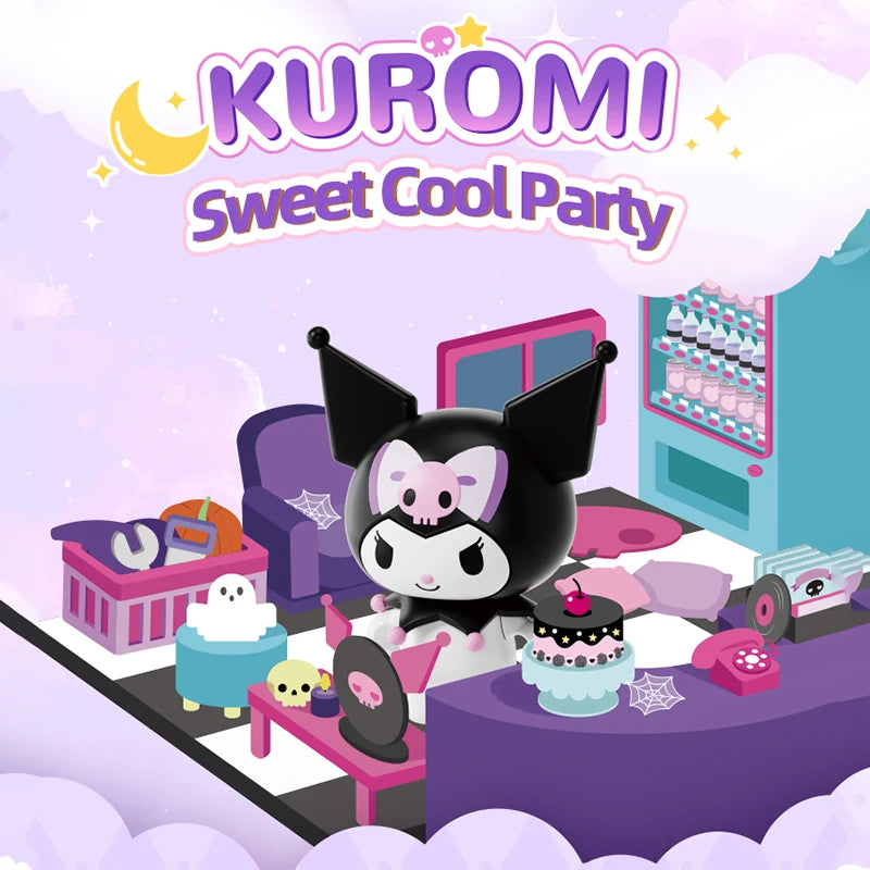 Sanrio Building Blocks Hellokitty Kuromi Bakery Dessert House Ocean Restaurant Shop Model Brick Desktop Display Adult Collection