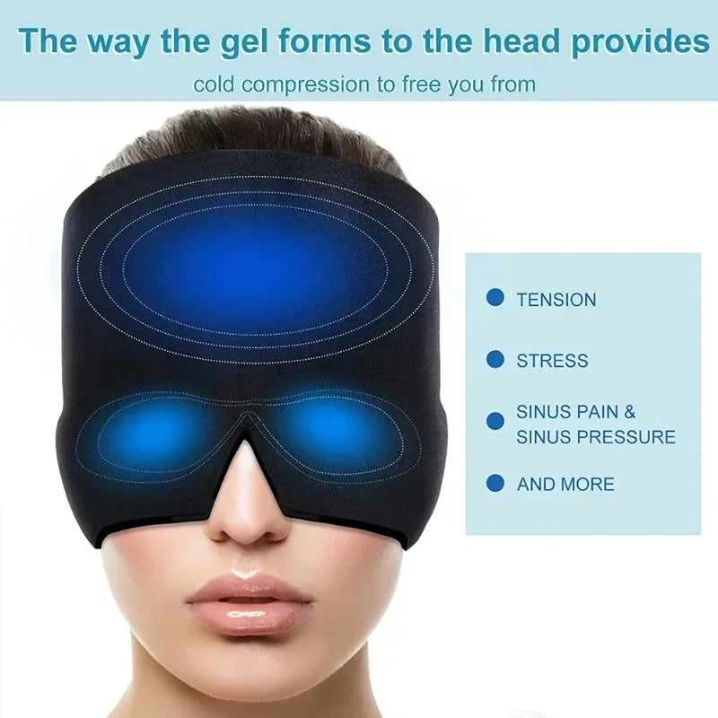 Hot & Cold Therapy Headache Relief Cap β Wearable Ice Hat for Migraine, Stress & Sinus Pain (Eye Mask + Head Massager Wrap)