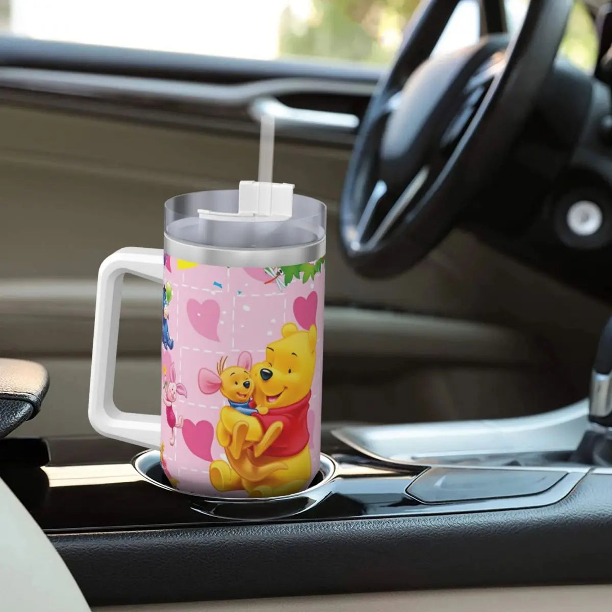 Winnie the Pooh Stainless Steel Tumbler β 40oz Leak-Proof Mug with Straw & Handle (Hot & Cold Drinks | Beach & Travel Ready)
