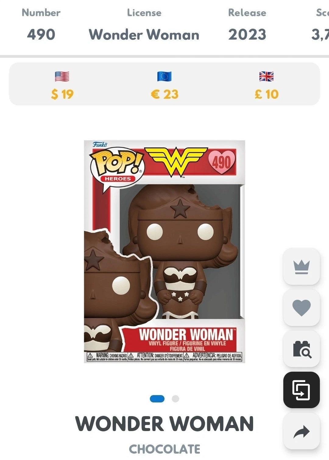Funko Pop! Heroes: Wonder Woman (Valentine Chocolate) #490 – DC Comics