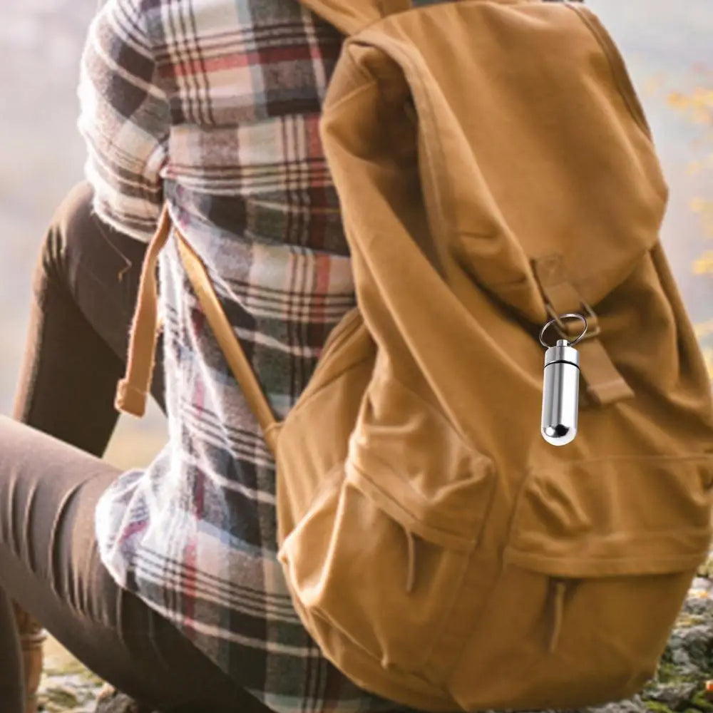 Mini Portable Metal Keychain Case – Pocket Pill Box, Earplug Holder, and Outdoor Geocaching Container